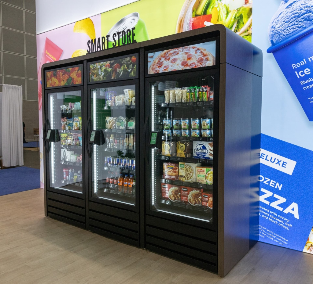 MicroMart contactless smart cooler with AI tap-to-open technology